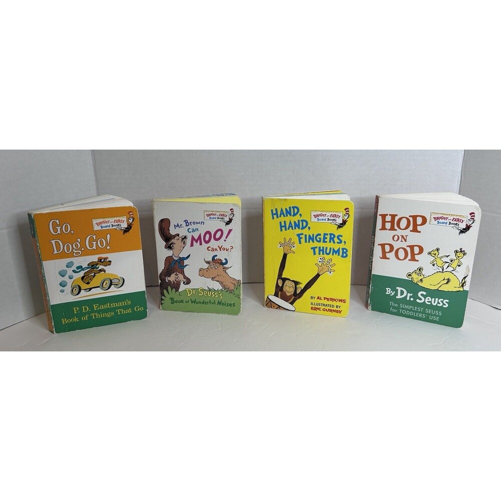 Dr. Seuss Bright & Early Board Books Lot Hop On Pop Go Dog Go Hand Fingers Thumb